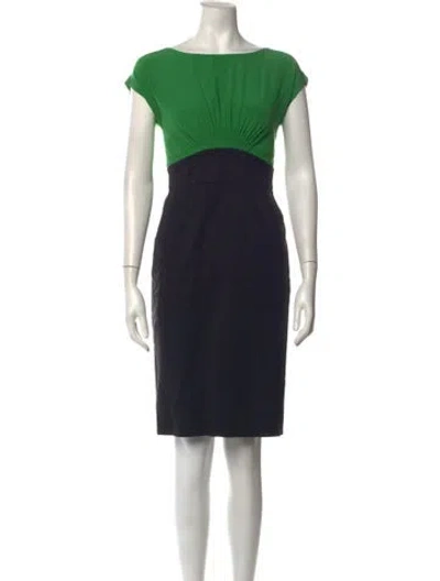 Pre-owned Escada Silk Knee-length Dress In Green