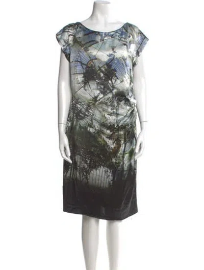 Pre-owned Escada Silk Knee-length Dress In Grey