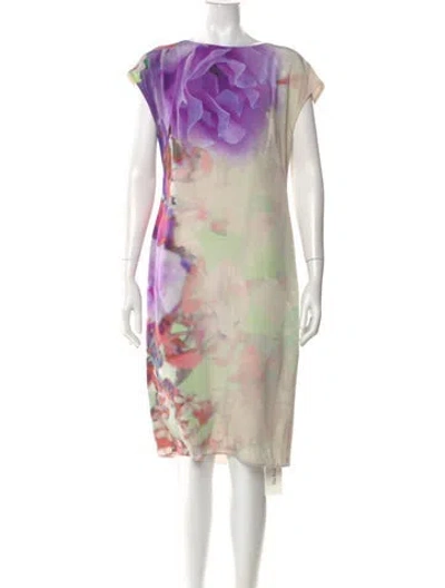 Pre-owned Escada Silk Knee-length Dress In Neutral