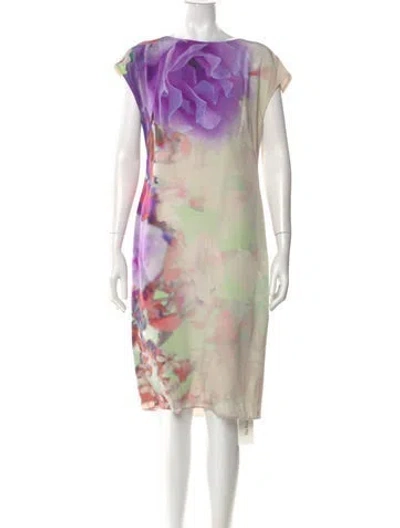 Pre-owned Escada Silk Knee-length Dress In Neutral
