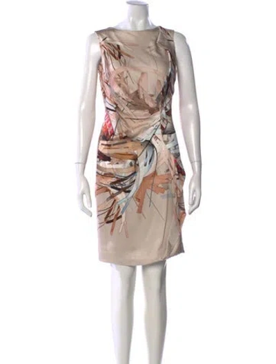 Pre-owned Escada Silk Knee-length Dress In Neutral