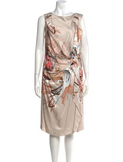 Pre-owned Escada Silk Knee-length Dress In Neutral