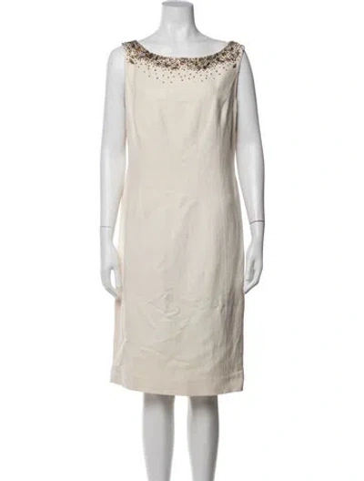 Pre-owned Escada Silk Knee-length Dress In Neutrals