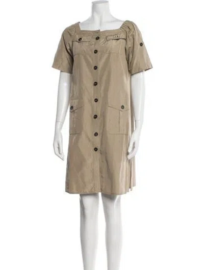 Pre-owned Escada Silk Knee-length Dress In Neutrals