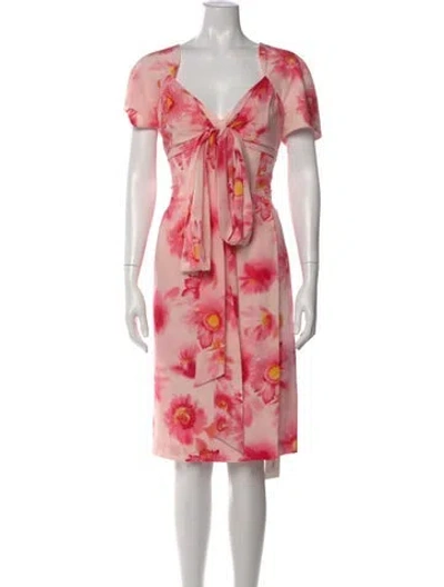 Pre-owned Escada Silk Knee-length Dress In Pink