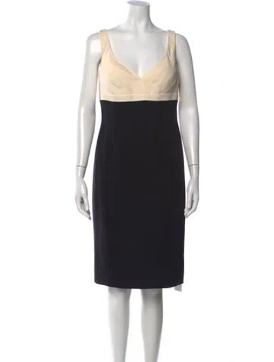 Pre-owned Escada Silk Knee-length Dress W/ Tags In Black/neutrals
