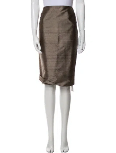 Pre-owned Escada Silk Knee-length Skirt W/ Tags In Brown