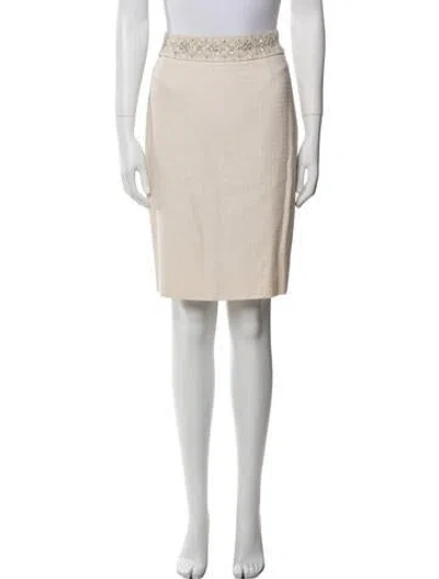 Pre-owned Escada Silk Knee-length Skirt In White