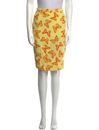 Pre-owned Escada Silk Knee-length Skirt In Yellow