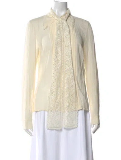 Pre-owned Escada Silk Lace Pattern Blouse In Neutral