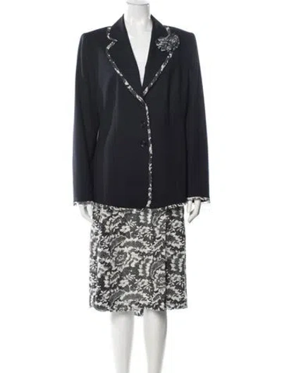 Pre-owned Escada Silk Lace Pattern Skirt Set In Black