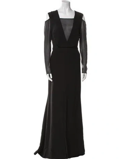 Pre-owned Escada Silk Long Dress In Black