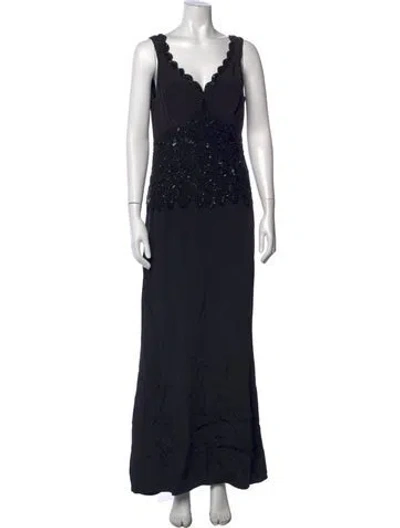 Pre-owned Escada Silk Long Dress In Black