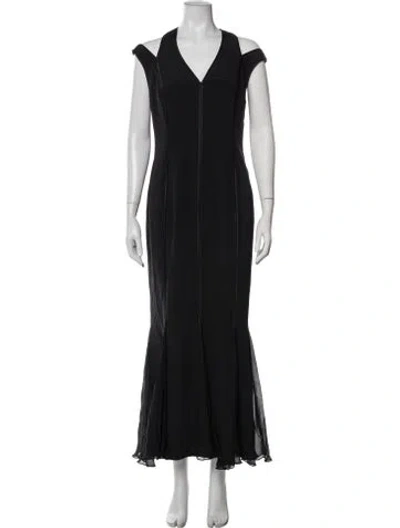 Pre-owned Escada Silk Long Dress In Black