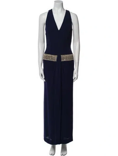Pre-owned Escada Silk Long Dress In Blue