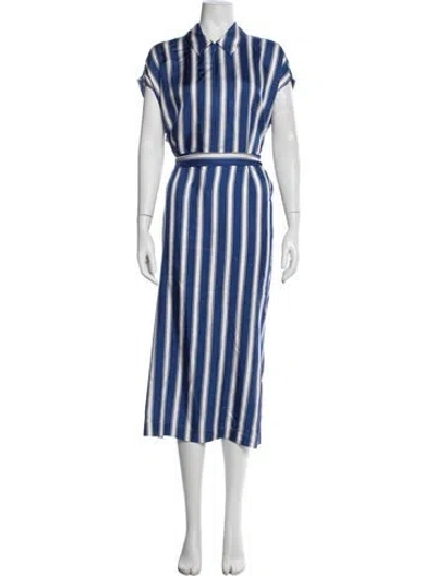 Pre-owned Escada Silk Long Dress In Blue