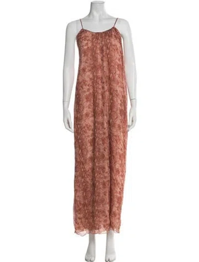 Pre-owned Escada Silk Long Dress In Brown