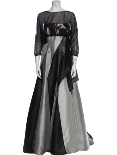 Pre-owned Escada Silk Long Dress In Gray
