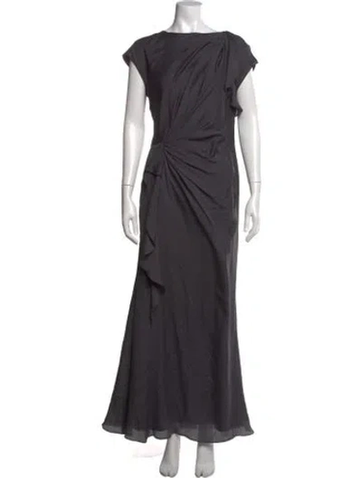 Pre-owned Escada Silk Long Dress In Gray