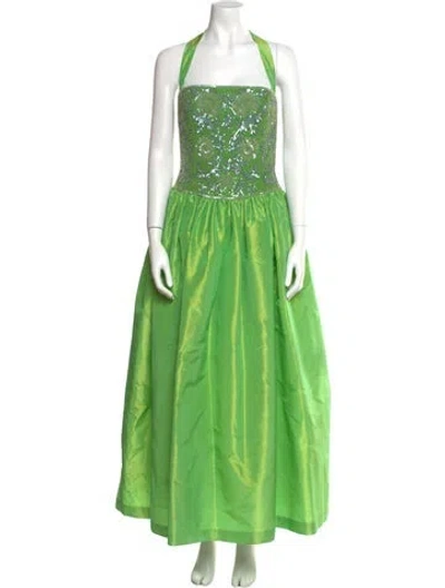 Pre-owned Escada Silk Long Dress In Green