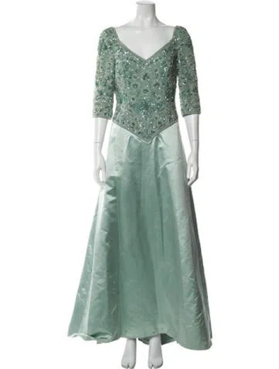 Pre-owned Escada Silk Long Dress In Green
