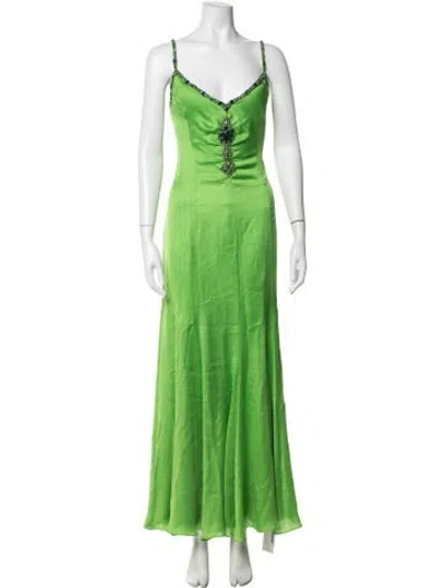 Pre-owned Escada Silk Long Dress In Green