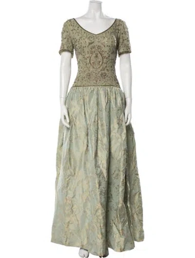 Pre-owned Escada Silk Long Dress In Green