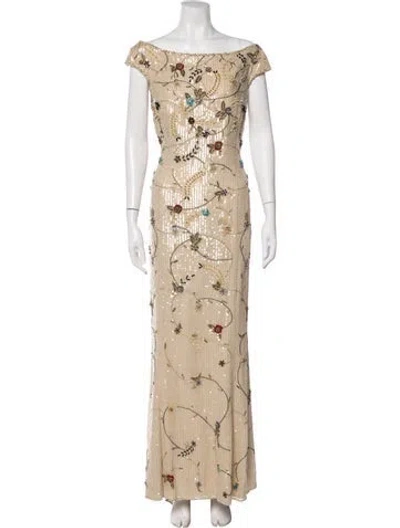 Pre-owned Escada Silk Long Dress In Neutral