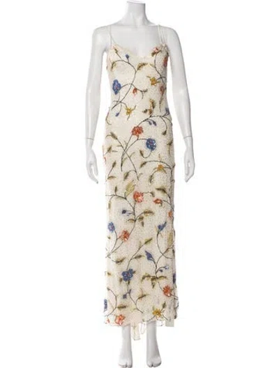 Pre-owned Escada Silk Long Dress In Neutral