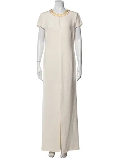 Pre-owned Escada Silk Long Dress In Neutrals/white