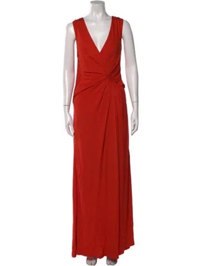 Pre-owned Escada Silk Long Dress In Orange