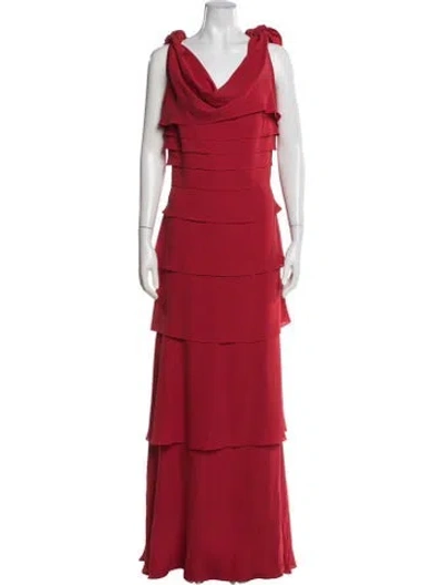 Pre-owned Escada Silk Long Dress In Red