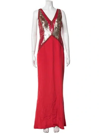 Pre-owned Escada Silk Long Dress In Red