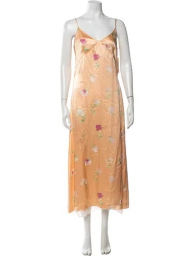 Pre-owned Escada Silk Long Dress W/ Tags In Multi