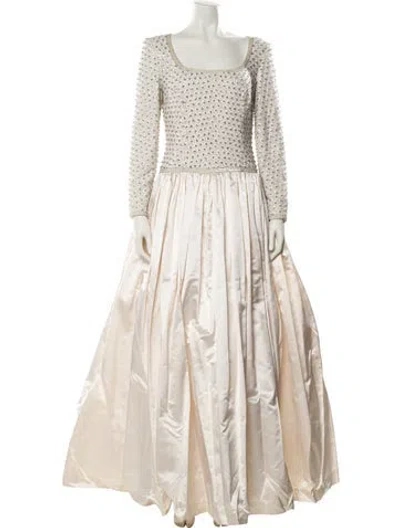 Pre-owned Escada Silk Long Dress W/ Tags In Neutral