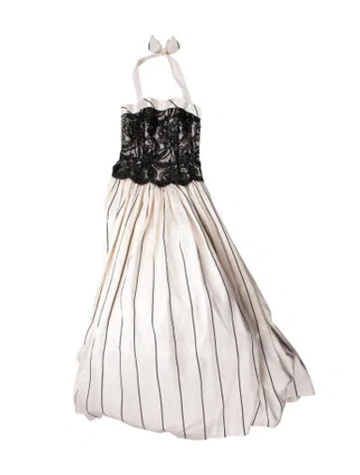 Pre-owned Escada Silk Long Dress In White
