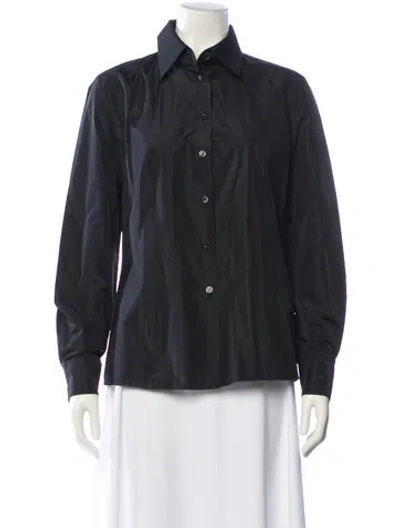 Pre-owned Escada Silk Long Sleeve Blouse In Black