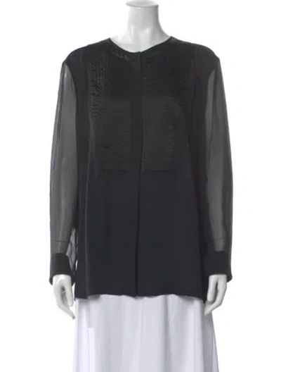 Pre-owned Escada Silk Long Sleeve Blouse In Black