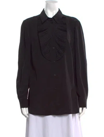 Pre-owned Escada Silk Long Sleeve Blouse In Black