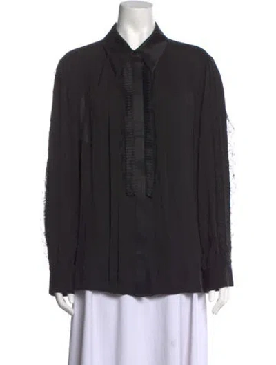 Pre-owned Escada Silk Long Sleeve Blouse In Black