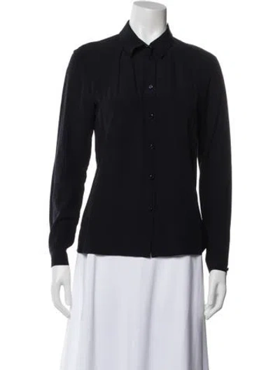 Pre-owned Escada Silk Long Sleeve Blouse In Blue