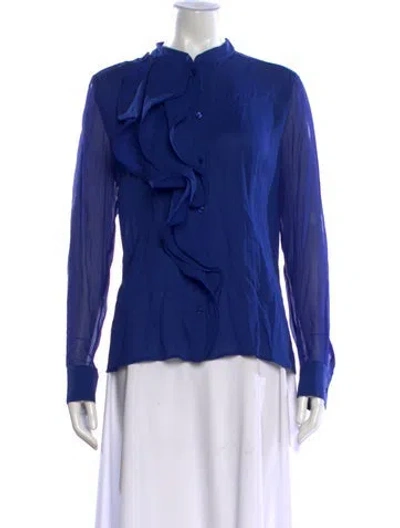 Pre-owned Escada Silk Long Sleeve Blouse In Blue