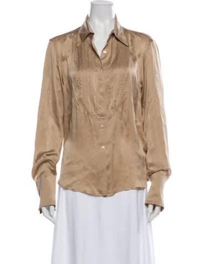 Pre-owned Escada Silk Long Sleeve Blouse In Gold