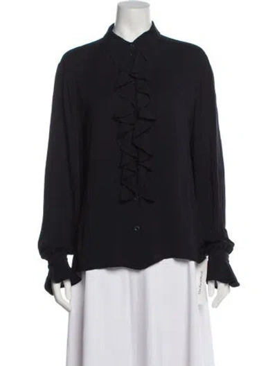 Pre-owned Escada Silk Long Sleeve Blouse In Gray