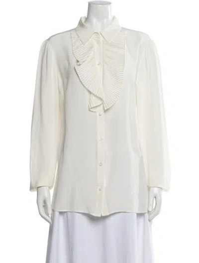 Pre-owned Escada Silk Long Sleeve Blouse In Neutral