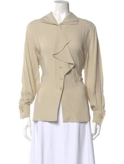 Pre-owned Escada Silk Long Sleeve Blouse In Neutral