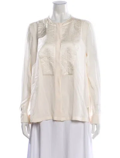 Pre-owned Escada Silk Long Sleeve Blouse In Neutral