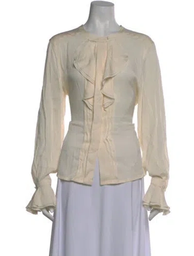 Pre-owned Escada Silk Long Sleeve Blouse In Neutral