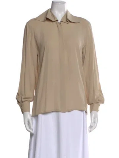 Pre-owned Escada Silk Long Sleeve Blouse In Neutral