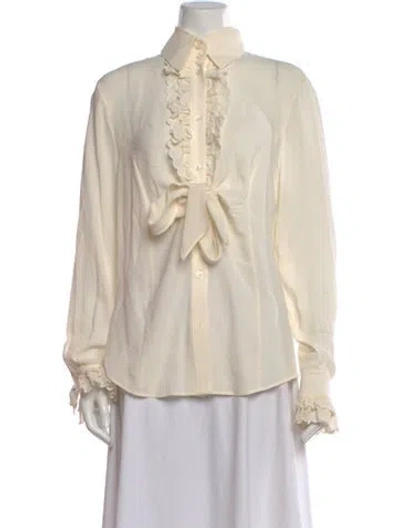 Pre-owned Escada Silk Long Sleeve Blouse In Neutral